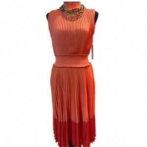 NWT Coral/Red Beautiful Pleated Nanette Dress size 2